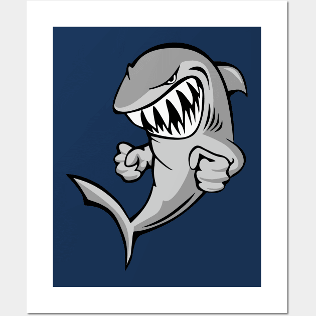 Shark With Attitude Cartoon Wall Art by hobrath